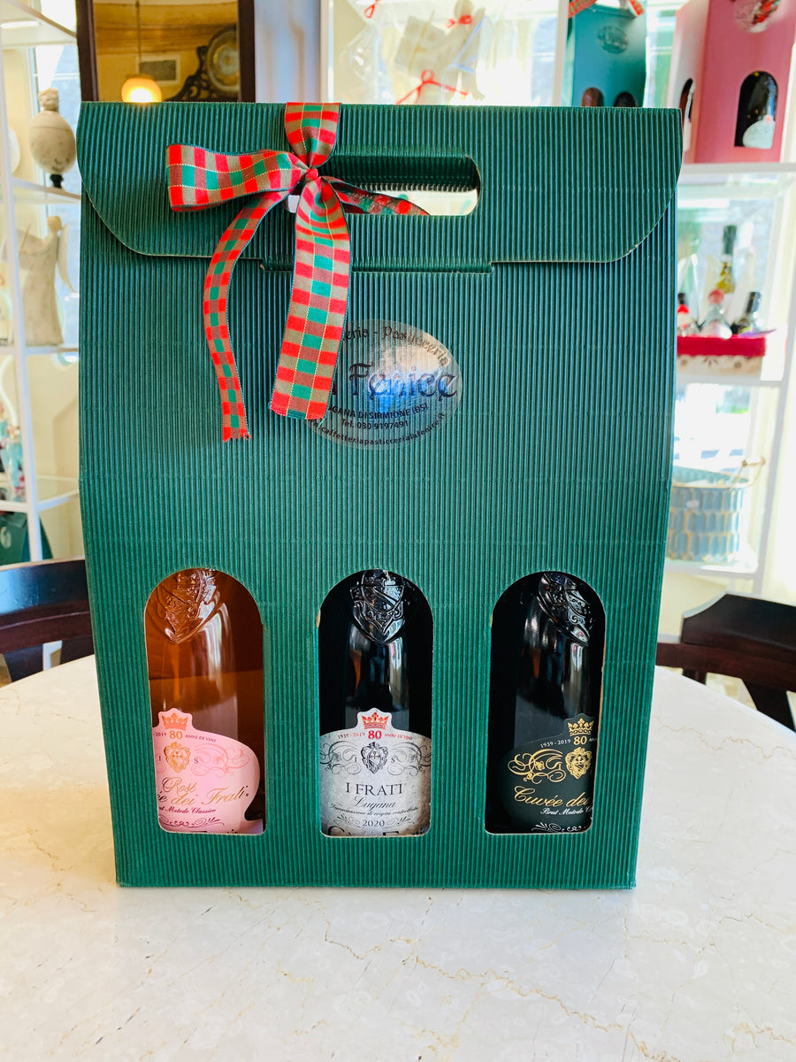 Confezione regalo con bottiglie di vino – Caffetteria Pasticceria La Fenice